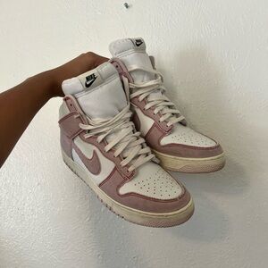 Nike Pink and White High-Top Sneakers